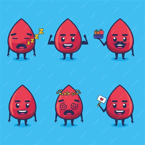 Premium Vector | Set of blood cartoon characters in different poses