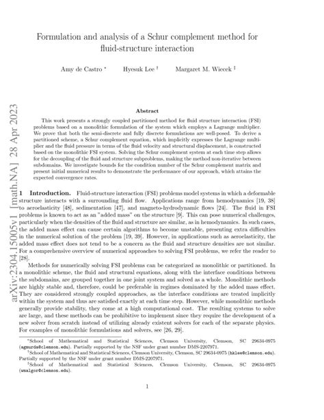 Formulation and analysis of a Schur complement method for fluid ...