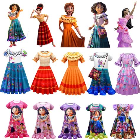 Encanto New Children's Cartoon Princess Dress Mirabel Madrigal Kid Girls Cosplay Costume Summer ...