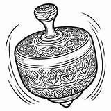 Spinning Dreidel With Intricate Patterns For Kids To Color  sketch template