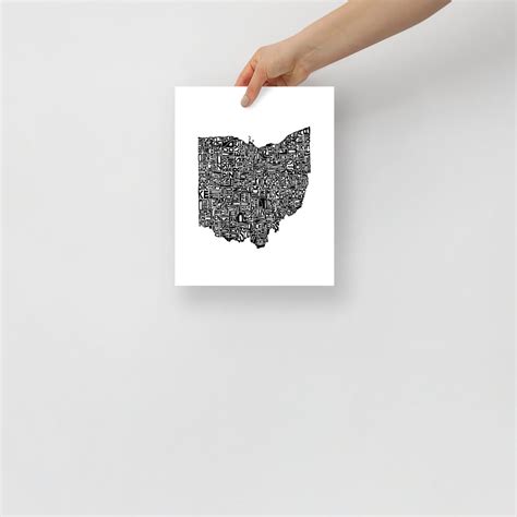 Ohio Typography Map Art Unframed Print Customizable Personalized State ...