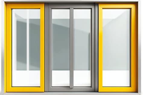 Premium Photo | Glossy aluminium windows with greyyellow color ...