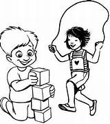 Children Playing Together Coloring Page  Kids playing Pages sketch template
