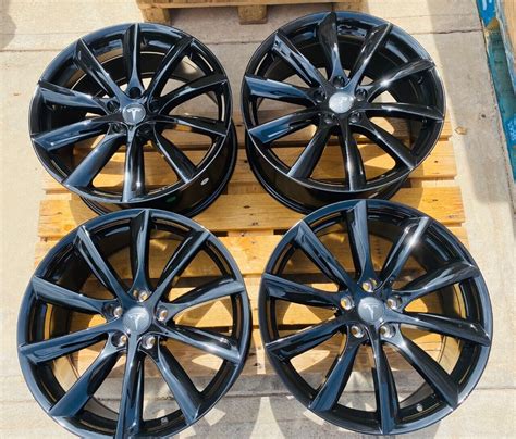 19" WHEELS FOR TESLA MODEL 3 AND Y SET OF 4 19x8.5 5x114.3 GLOSS BLACK RIMS | eBay