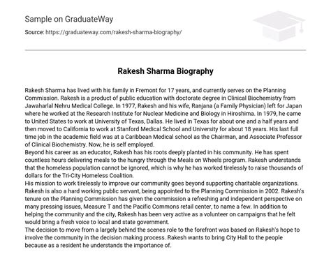 ⇉Rakesh Sharma Biography Essay Example | GraduateWay