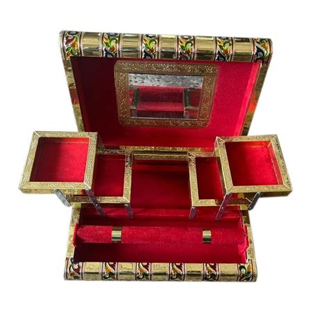 Golden And Red Antique Wooden Handcrafted Jewellery Box, Size: 12x10inch at Rs 350/piece in Jasdan