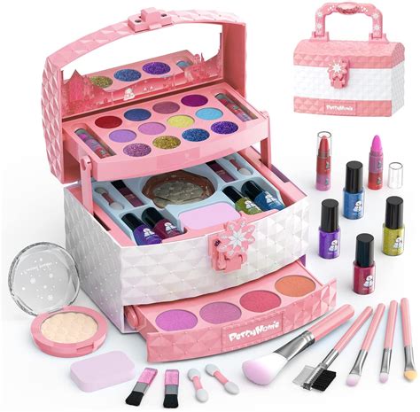 WATTNE Kids Makeup Kit for Girls 35 Pcs Washable Real Cosmetic, Safe ...