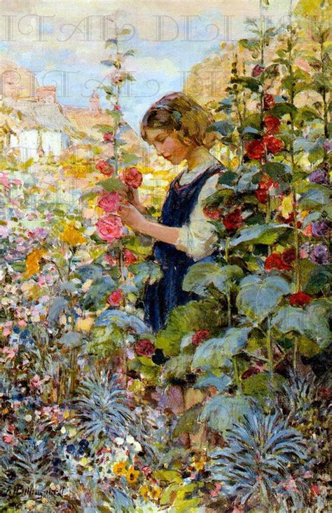 STUNNING Gorgeous Girl Amongst Flowers in Garden. Digital | Etsy in ...