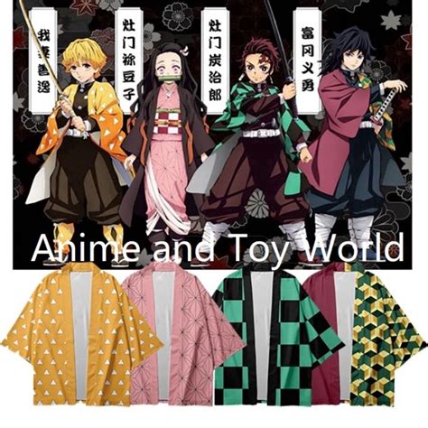 Anime Costume Outerwear Demon Slayer: Kimetsu no Yaiba Tanjiro,Nezuko,Zenitsu,Giyu Cosplay Loose ...