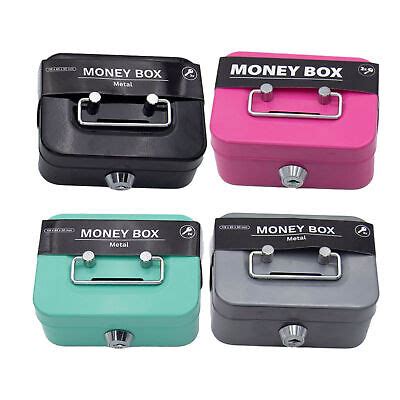 Small Lock Box Metal Cash Box Mini Safe Lock Box Money Bank Metal Coin ...