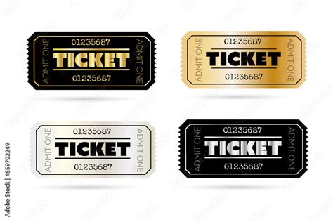 Admission ticket template set. Stripe tear-off stub entrance ticket ...