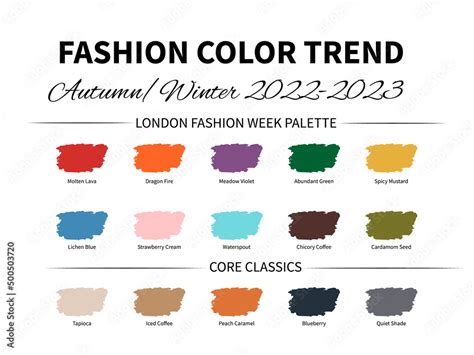 Fashion Color Trend Autumn - Winter 2022 - 2023. Trendy colors palette ...