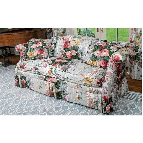 Vintage English Country Cabbage Rose Floral Chintz Sofa | Chairish