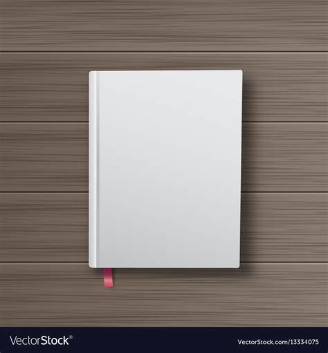 Realistic book with white cover on a wooden table Vector Image