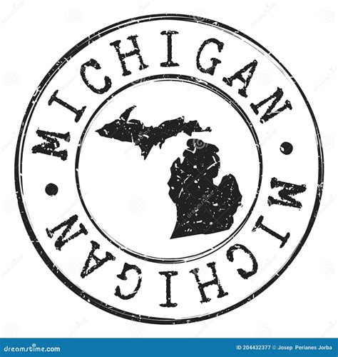 Michigan Silhouette Postal Passport Stamp Round Vector Icon Design Seal Badge Illustration ...