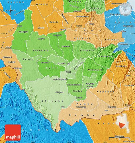 Political Shades Map of Lilongwe