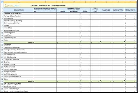 50 New Commercial Construction Cost Estimate Spreadsheet - Document ...