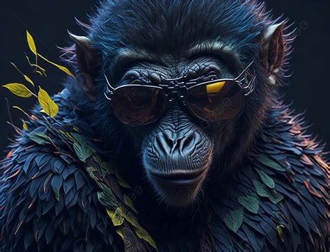 Portrait Of Cool Monkey Wearing Glasses Background, Monkey, Sunglasses, Animal Background Image ...