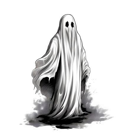 Premium AI Image | Black and White Halloween Ghost Sketch