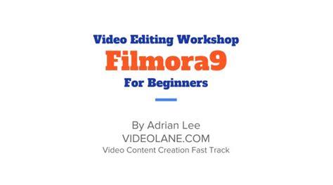 Wondershare Filmora9 - Video Editing Class for Beginners Online ...