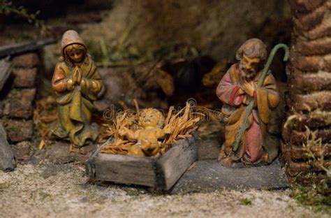 Nativity Scene with Baby Jesus Stock Photo - Image of christianity ...