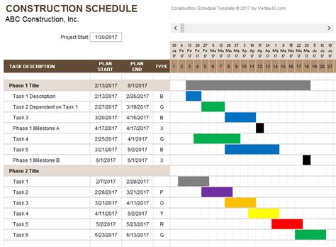 Construction Schedule Template | Weekly schedule template excel, Schedule template, Schedule ...