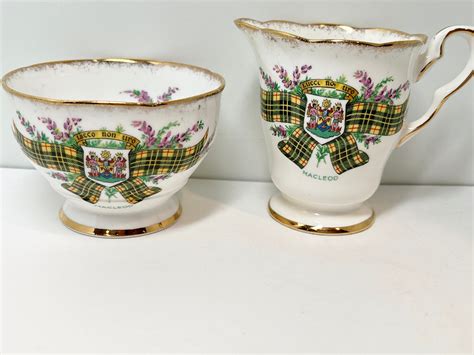 MacLeod Clan Creamer and Sugar Bowl, Clan MacLeod Tartan, Royal ...