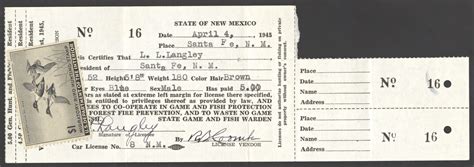 1945-46 (5.00) with RW4 New Mexico Hunting License - Waterfowl Stamps and More