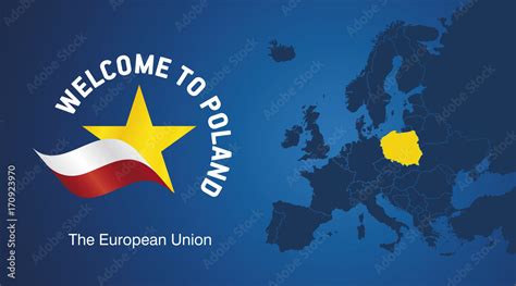 Welcome to Poland EU map banner logo icon Stock Vector | Adobe Stock