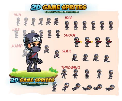 Ninja 2D Game Character Sprites | Game Art Partners