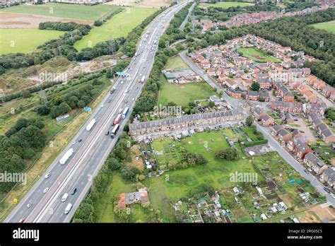 Aerial photo of the village of East Ardsley in the City of Leeds metropolitan borough, in West ...