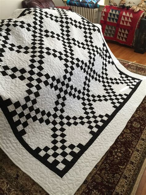 Quilt Double Irish Chain Black and White Queen With White | Etsy