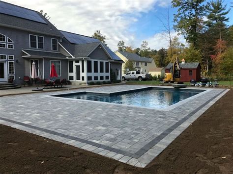 Pool Patio (L shaped pool): Southampton, MA - RJM Landscaping