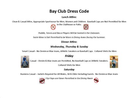 Dress Code - The Head of the Bay Club