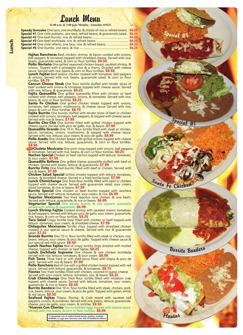 Fiesta Cancun Authentic Mexican Restaurant menu in Dubuque, Iowa