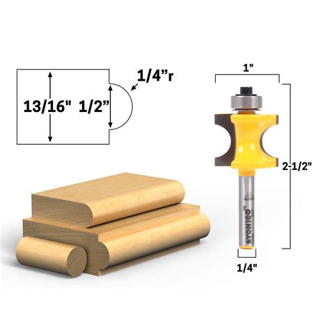 Edging :: Bullnose :: 5 Bit Bullnose Router Bit Set - 1/4" Shank