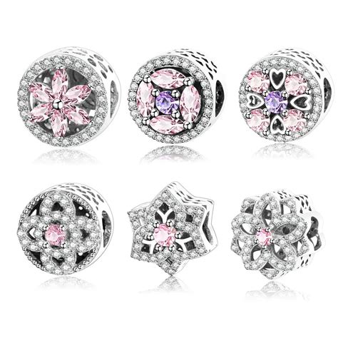 Fits Original Pandora Charm Bracelet Pink Zircon Beads Authertic 100% ...