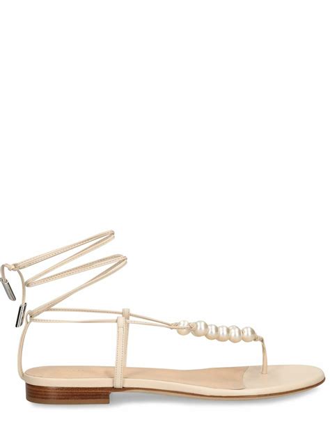 MAGDA BUTRYM - 10mm Grosgrain & Pearls Flat Sandals Magda Butrym