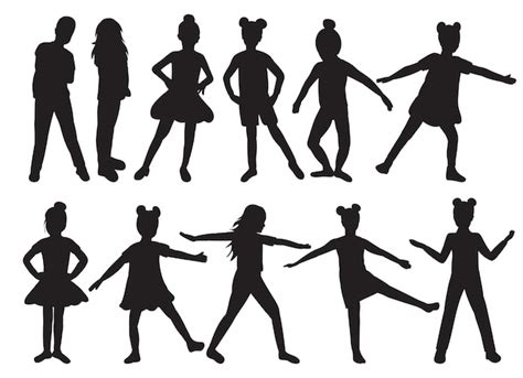 Premium Vector | Silhouette set of dancing children on white background ...