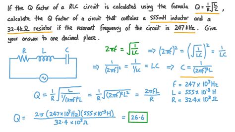 Question Video: Calculating the Q Factor of an RLC Circuit | Nagwa