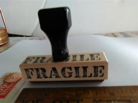 1 fragile Vintage 1955 Rubber Stamp Mark Your Packages From Original Plates. Vintage Wood Too ...