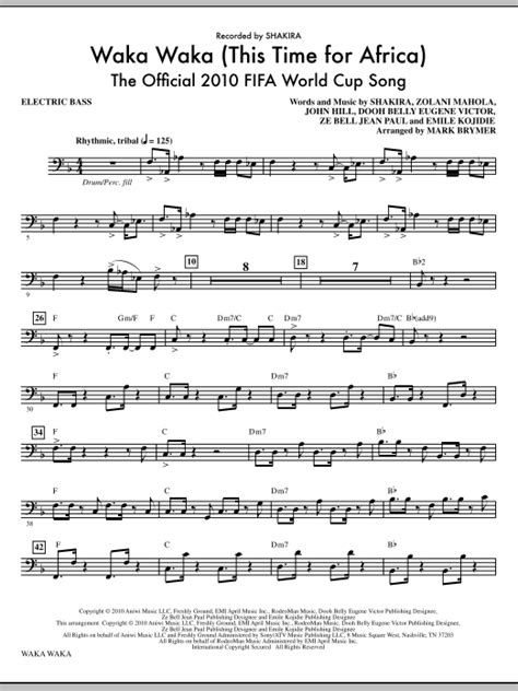 Waka Waka (This Time For Africa) - The Official 2010 FIFA World Cup Song - Bass | Sheet Music Direct