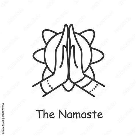 Vecteur Stock Namaste line icon. Indian womens hand respectful greering ...