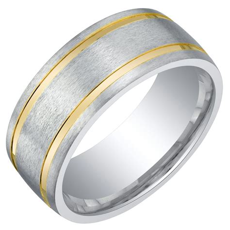 Oravo - Men's 8mm Two Tone Comfort Fit Wedding Band Ring in Sterling ...