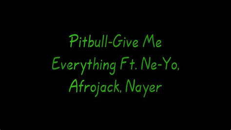 Pitbull - Give Me Everything Lyrics - YouTube