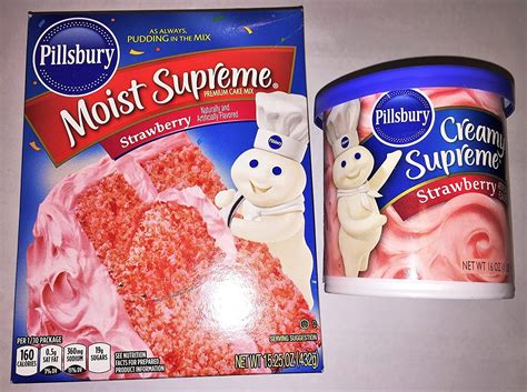 Pillsbury Moist Strawberry Supreme Cake Cupcake Mix & Pillsbury Strawberry Frosting Bundle ...