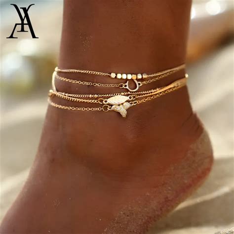 Vintage Elephant Leaf Anklets for Women Girls New Gold Color Pendant Anklet Bracelets Leg Chain ...