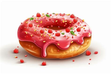 Premium AI Image | Strawberry Sprinkle Donut in cartoon style on white ...