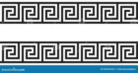 Seamless Greek Ornament Black and White Decoration Stock Illustration ...