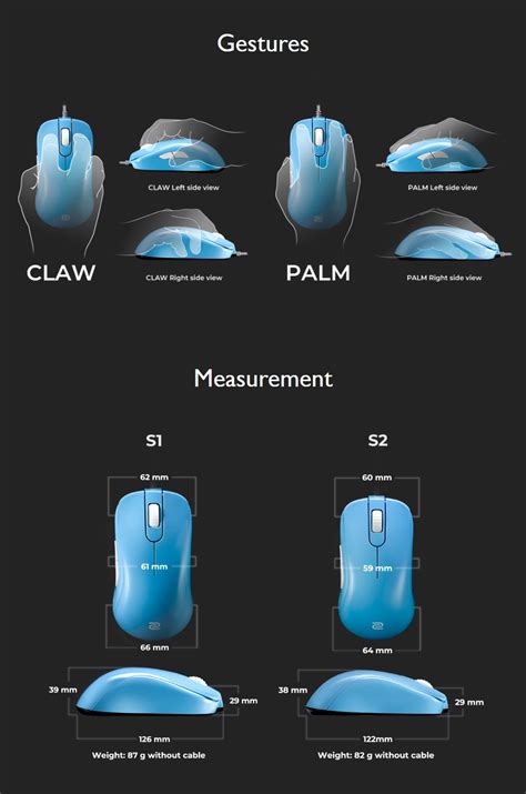 Buy Zowie S1 Gaming Mouse Divina Blue [ZOWIE-S1-DIVINA-BLUE] | PC Case Gear Australia